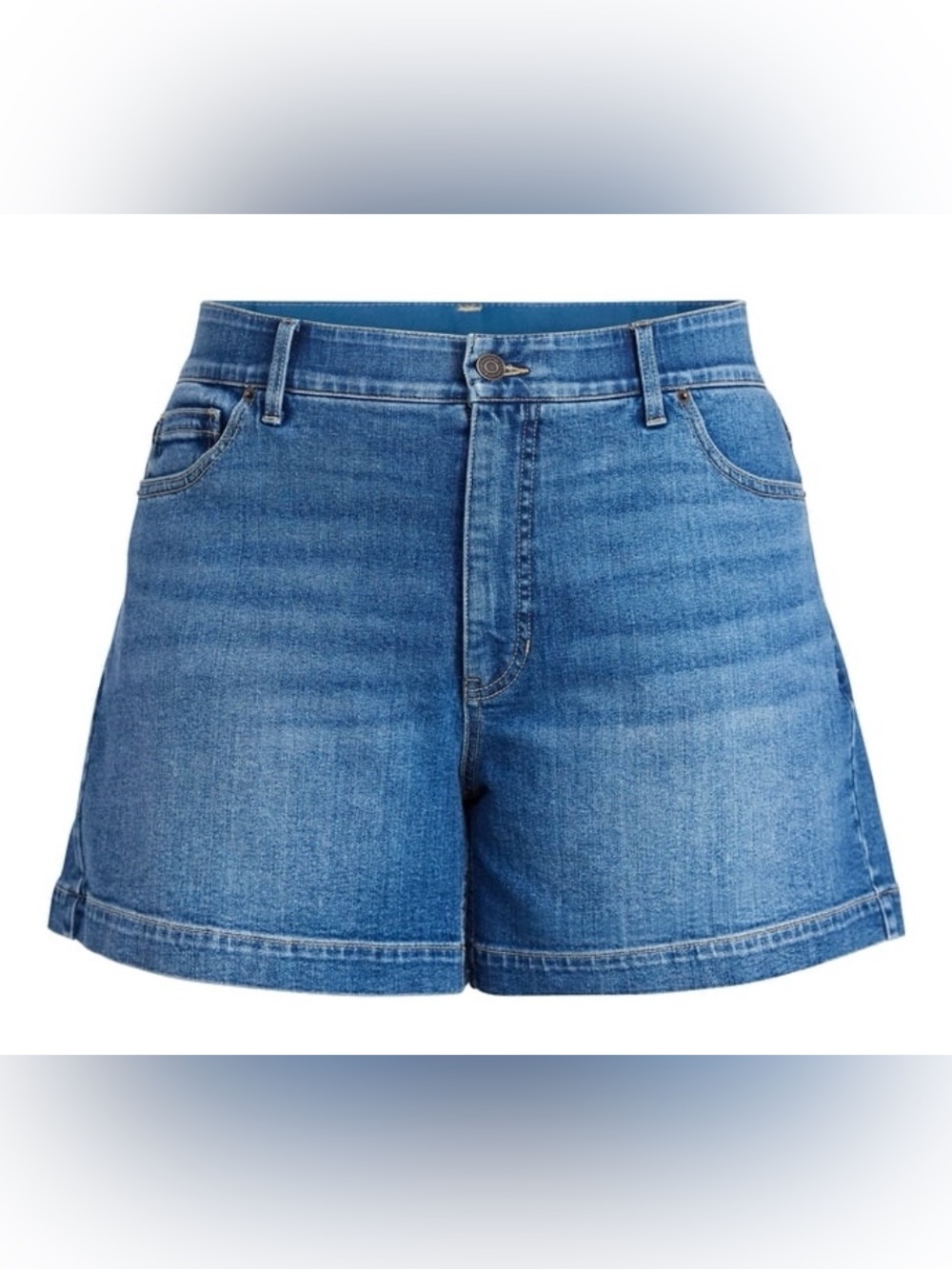 Terra & Sky High Waist Denim Shorts - Blue